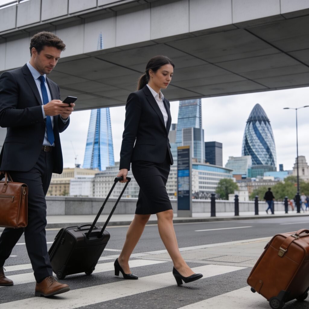 Professional corporate business travel in London city